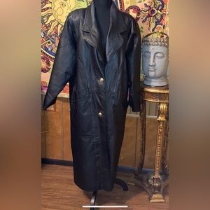 Full length leather coat